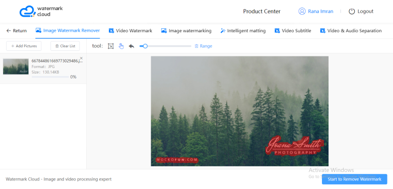 Select watermark area