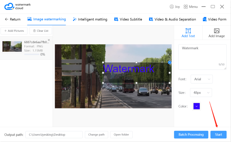 Start to add watermark