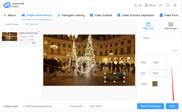 Start to add watermark
