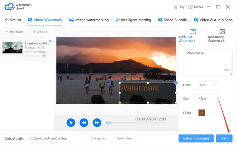 Start to add watermark