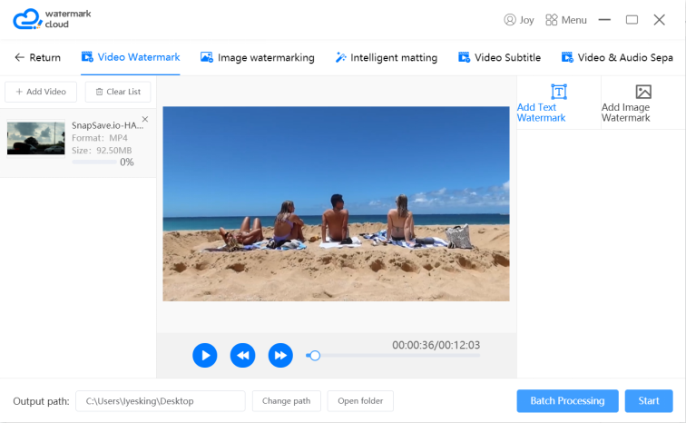 Upload video to be watermarked