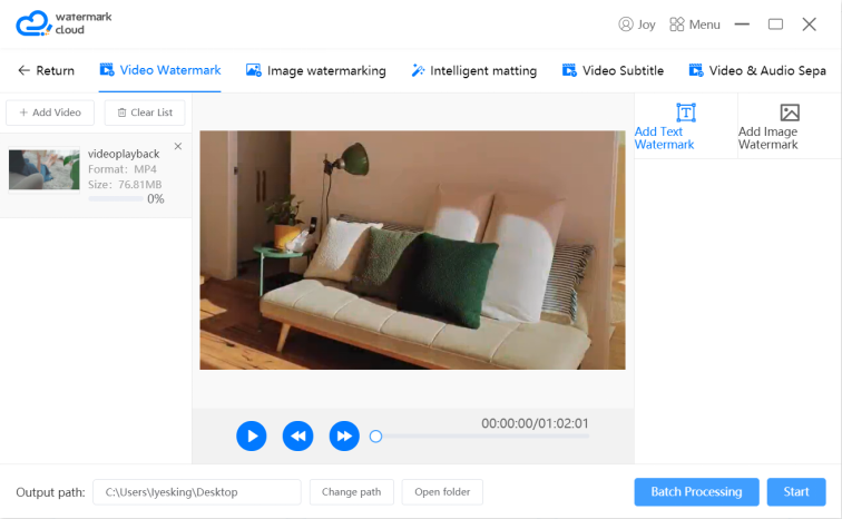 Upload video to be watermarked