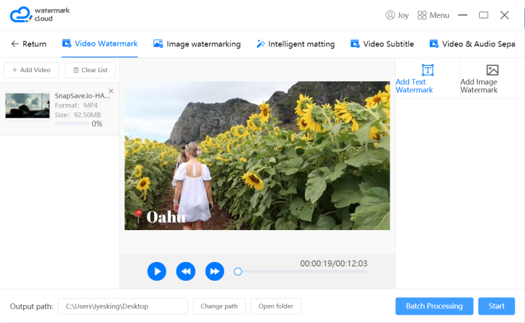 Upload video to be watermarked