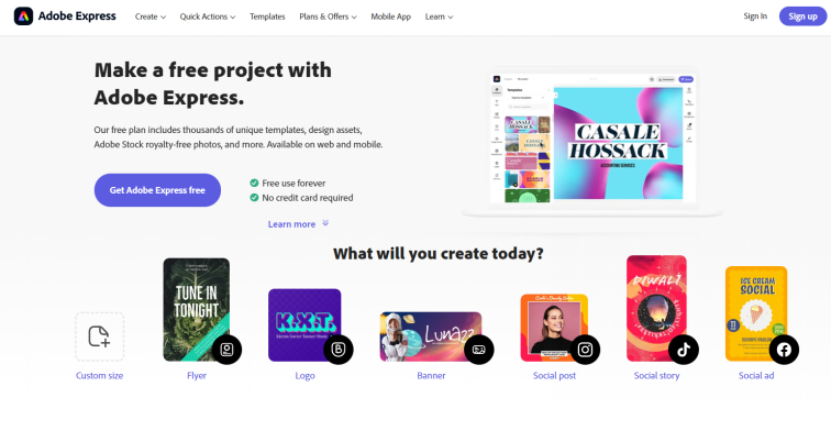 Adobe Express official website