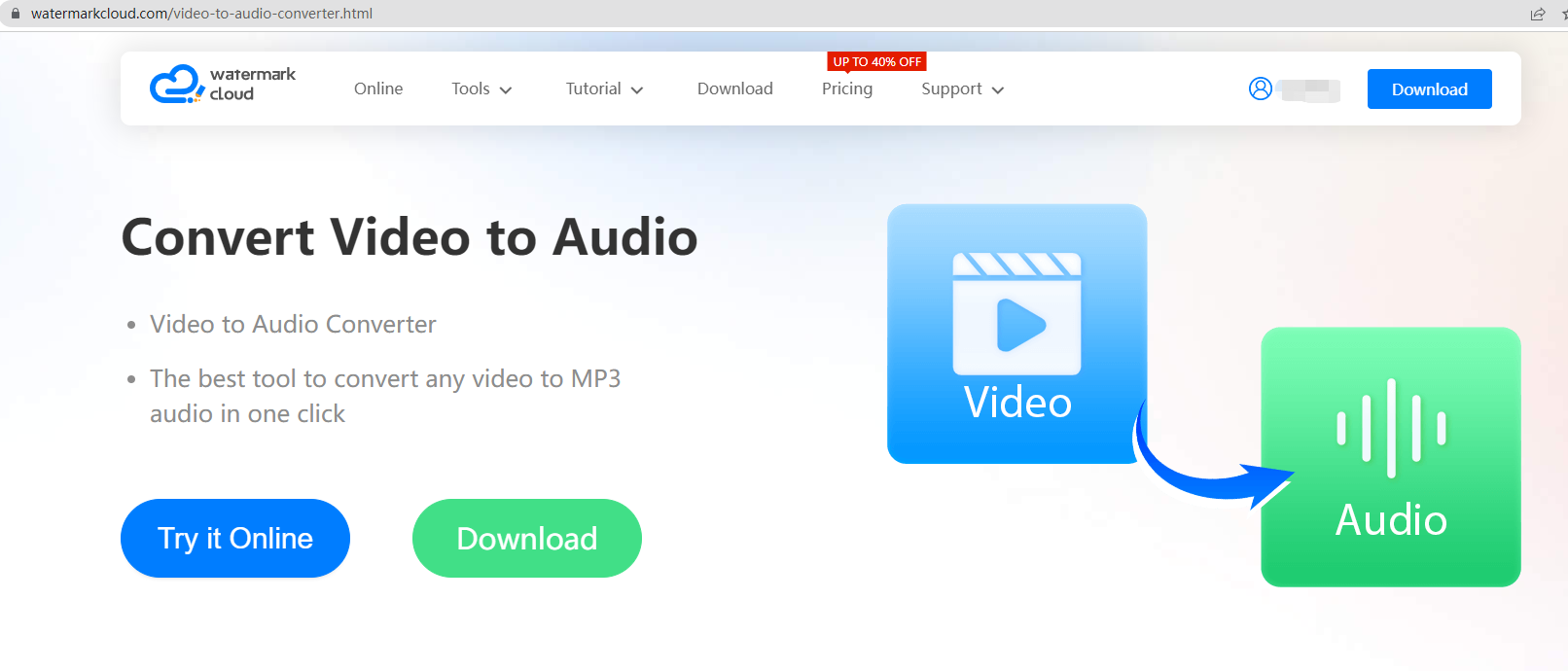 The Best Solution to Extract MP3 from MP4 with Watermark Cloud MP3 Extractor